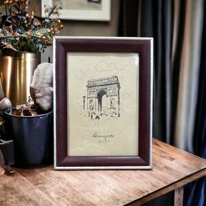 CONCEPTS Picture Frame 5 x 7 Two Way Stand and Hang Brown Wood Silver Trim